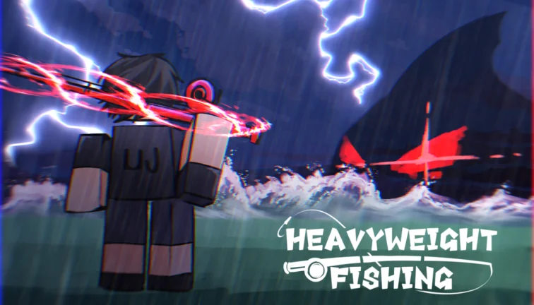 Official Heavyweight Fishing Roblox thumbnail showing the ocean setting